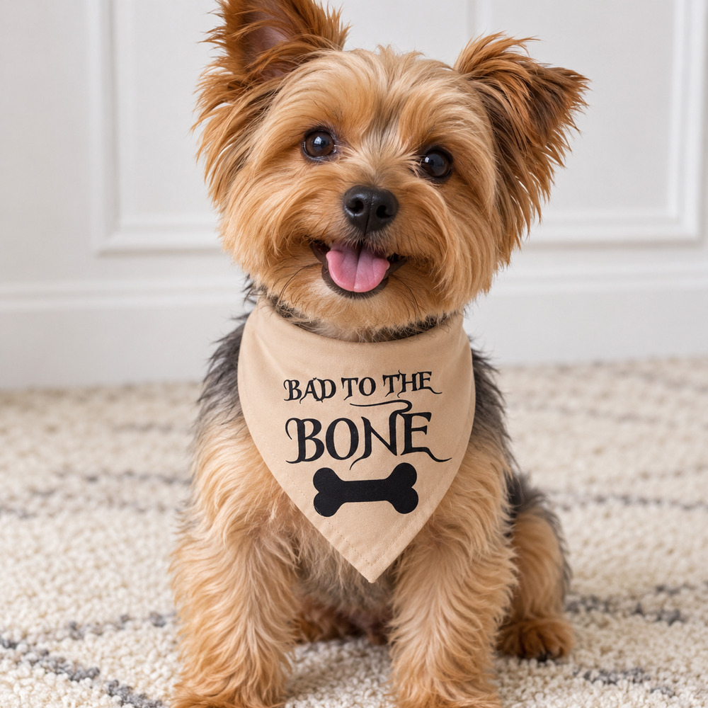 Bad to the Bone Dog Bandana Tan 24" Long